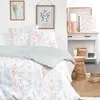 Image de Parure de lit imprimé floral coton 240x220cm blanc