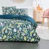Image de Parure de lit imprimé floral coton 220x240 cm bleu