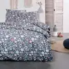 Image de Parure de lit imprimé floral coton 220x240 cm gris