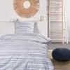 Image de Parure de lit imprimé rayures coton 220x240 cm blanc