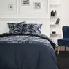 Image de Parure de lit imprimé floral coton 260x240cm bleu marine