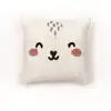 Image de Coussin déhoussable tufté imprimé animalier coton 40x40 cm blanc
