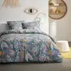 Image de Parure de lit imprimé floral coton 240x220cm bleu