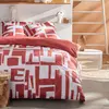 Image de Parure de lit imprimé graphique coton 63x63 cm rouge