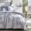 Image de Parure de lit imprimé rayures coton 63x63 cm bleu