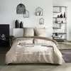 Image de Parure de lit imprimé graphique coton 220x240cm beige