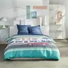 Image de Parure de lit imprimé graphique coton 220x240cm bleu