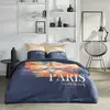 Image de Parure de lit imprimé graphique coton 63x63 cm bleu