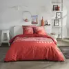 Image de Parure de lit imprimé graphique coton 220x240cm rouge