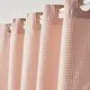 Image de Rideau de douche tissu gaufré à crochets uni 180x200cm rose
