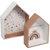 Image de Lot de 2 étagères murales forme maison 20x8x27 cm blanc