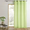 Image de Voilage à fines rayures prêt à poser polyester vert clair 140x240 cm