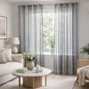 Image de Voilage coloré rayures ton sur ton polyester gris anthracite 140x260