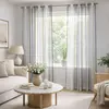 Image de Voilage coloré rayures ton sur ton polyester gris clair 140x260 cm