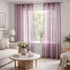 Image de Voilage coloré rayures ton sur ton polyester prune 140x260 cm