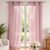 Image de Voilage poly-lin uni fluide polyester vieux rose 140x240 cm