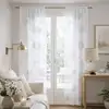 Image de Voilage de fenêtre ronds brodés polyester blanc 90x210 cm