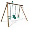 Image de Balançoire en bois traité 4 agrès