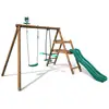 Image de Balançoire en bois traité 2 agrès et toboggan