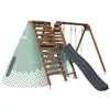 Image de Aire de jeux en bois avec 2 balançoires, mur escalade et toboggan