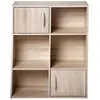 Image de Etagère de rangement 6 cases 2 portes - bois clair
