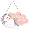 Image de Plaque de porte de chambre licorne en bois
