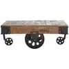 Image de Table basse industrielle à roulettes en bois de manguier massif et métal L130