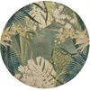 Image de Tapis rond tissé jacquard vert motif végétal D200