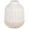 Image de Vase en grès blanc et strié beige H12