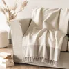 Image de Plaid en coton recyclé tissé beige et écru 160x210