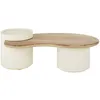 Image de Table basse blanche et plateau en bois de manguier L125
