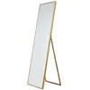 Image de Grand miroir rectangulaire sur pied en aluminium doré, 50x170 cm