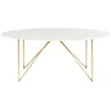 Image de Table à manger 4/6 personnes en marbre reconstitué blanc et fer doré L200