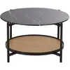 Image de Table basse ronde en verre trempé imprimé imitation marbre et métal noir D75