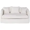 Image de Canapé convertible 2 places en tissu blanc effet lin, matelas 10 cm