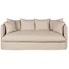 Image de Canapé convertible 3/4 places en tissu beige effet lin, matelas 10 cm