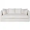 Image de Canapé convertible 3/4 places en tissu blanc effet lin, matelas 10 cm
