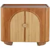 Image de Buffet 2 portes en bois de manguier, rotin coloris laiton L100