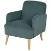 Image de Fauteuil en velours côtelé vert et pieds en bois de hêtre