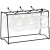 Image de Tasses à café double paroi en verre transparent (x6) et support en métal noir