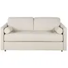 Image de Canapé convertible 2/3 places en tissu polyester tramé beige, matelas 18 cm