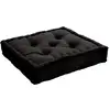 Image de Coussin de sol uni en pur coton noir 50x50x10 cm