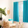Image de Rideau occultant uni avec 8 oeillets polyester turquoise 140x180 cm