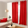 Image de Rideau coloré en pur coton 8 oeillets rouge 135x240 cm
