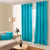 Image de Rideau coloré en pur coton 8 oeillets turquoise 135x240 cm