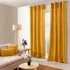 Image de Rideau coloré en pur coton 8 oeillets jaune moutarde 135x240 cm