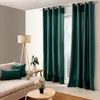 Image de Rideau coloré en pur coton 8 oeillets vert foncé 135x240 cm
