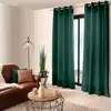 Image de Rideau uni à oeillets polyester vert foncé 140x240 cm