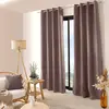 Image de Rideau occultant uni et fileté polyester marron glacé 140x240 cm