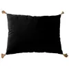 Image de Coussin avec pompons en jute coton noir 70x50